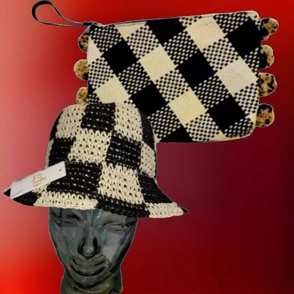 Wristlet Clutch Bag and GB Girls Bucket Hat Paper Straw